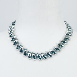 Vintage Napier Silver Tone Domed Link Collar Necklace Signed